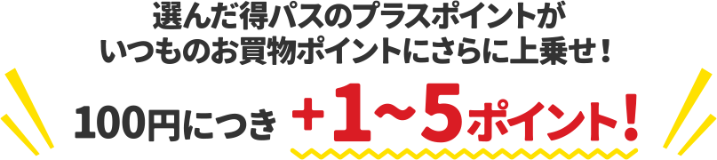 選んだ得パスのプラスポイントがいつものお買物ポイントにさらに上乗せ！